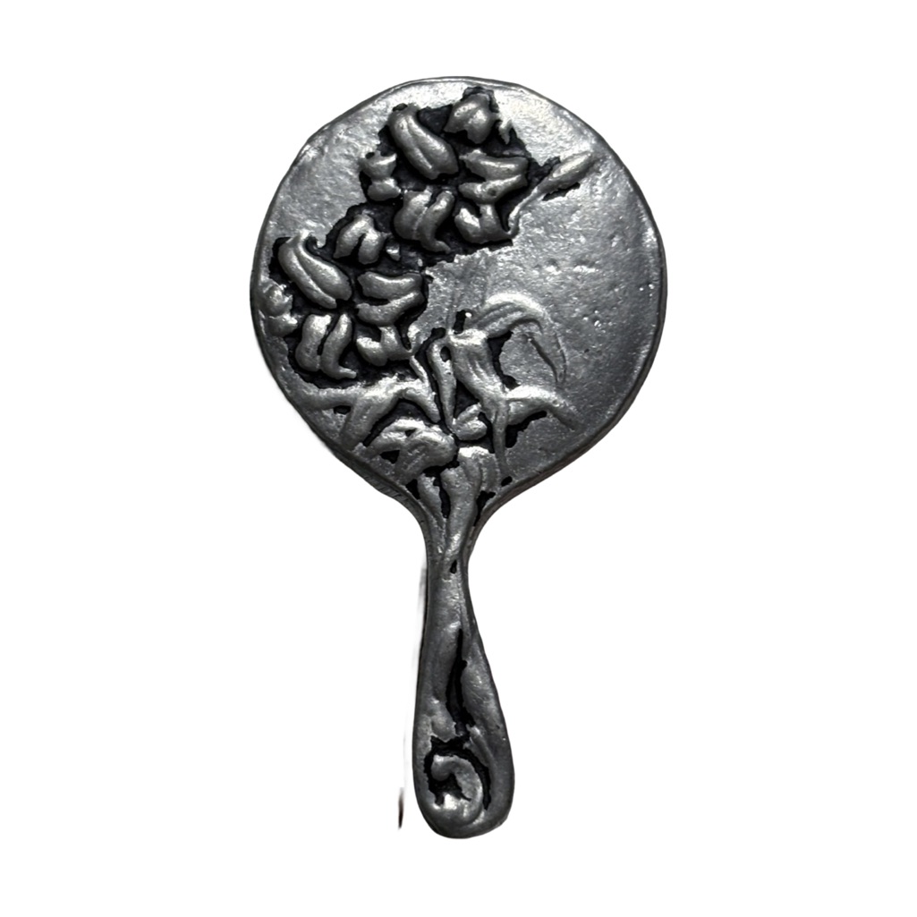 Antique Art Nouveau Silver Floral Mirror Brooch